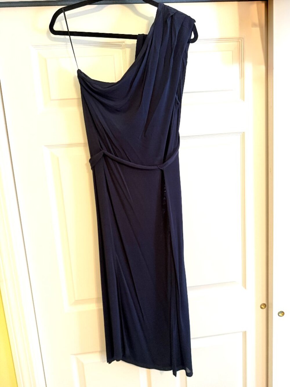 H&M Navy Blue Mid length Dress One Shoulder Size Large